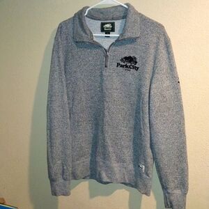 Roots Canada Men S Sweatshirt Salt & Pepper Cotton Long Sleeve 1/4 Zip Pullover